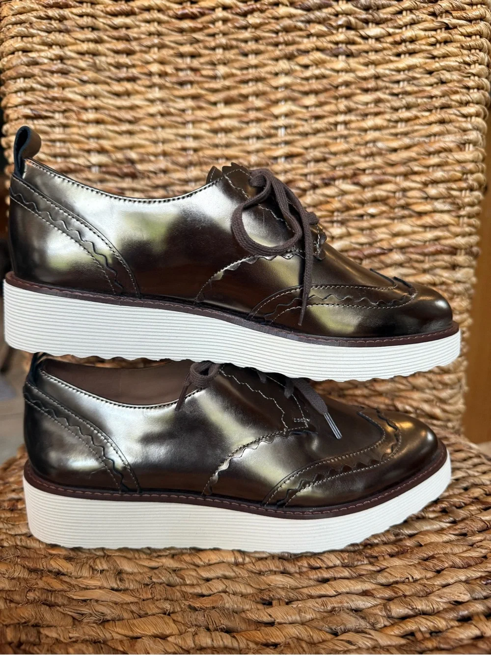Johnston & Murphy Metallic Bronze Women's Wingtip Loafers